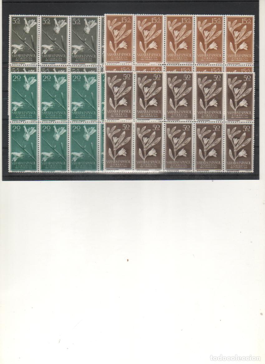 Timbres: Marruecos-Sahara-126/129 Pro Infancia Flores Bloques de 10 sellos nuevos (seg&uacute;n foto)