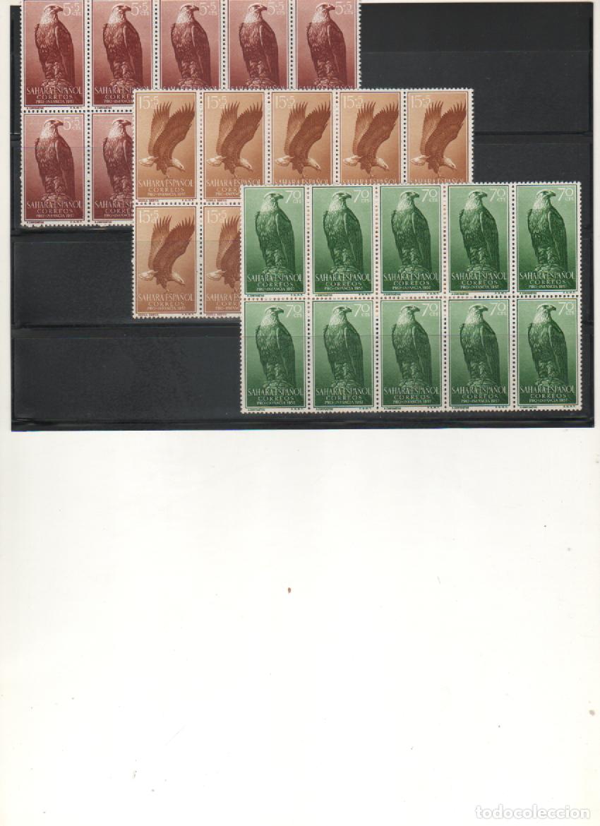 Timbres: Marruecos-Sahara-139/141 Pro Infancia Aguilas Bloques de 10 sellos nuevos (seg&uacute;n foto)