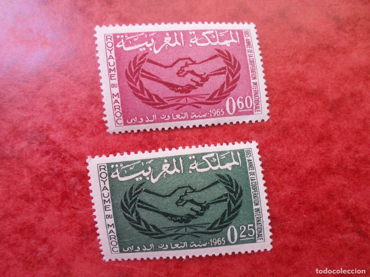 Timbres: .marruecos, 1965, a&ntilde;o de la cooperacion internacional, Yvert 486/87