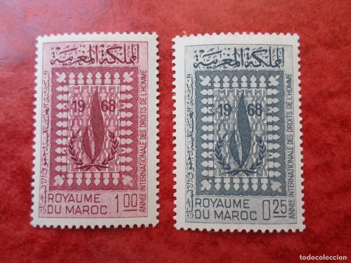 Sellos: .marruecos, 1968, a&ntilde;o internacional de los derechos humanos, Yvert 532/33