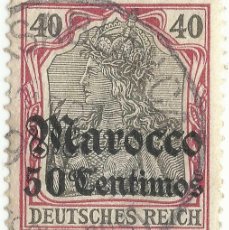 Sellos: ❤️ SELLO: GERMANIA CON SOBRECARGA, PERFORACIONES 14X14½, 1906, 50 CÉNTIMO ESPAÑOL, MUY RARO ❤️