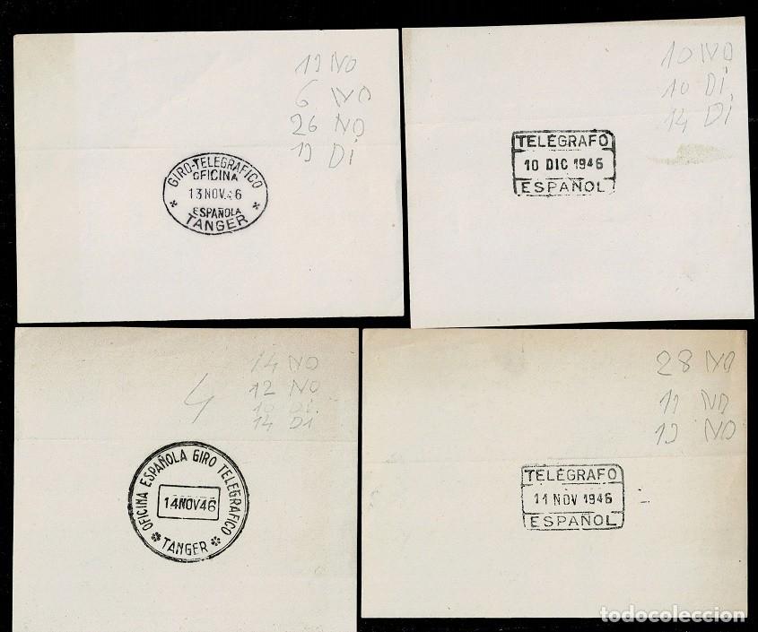 Briefmarken: V-MARRUECOS Conjunto de 4 MUESTRAS DE MATASELLOS DE TANGER ESPA&Ntilde;OL Ver