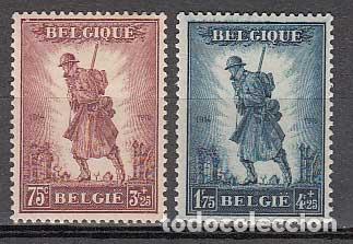 Sellos: Belgica - Correo 1932 Yvert 351/2 * Mh Infanter&iacute;a