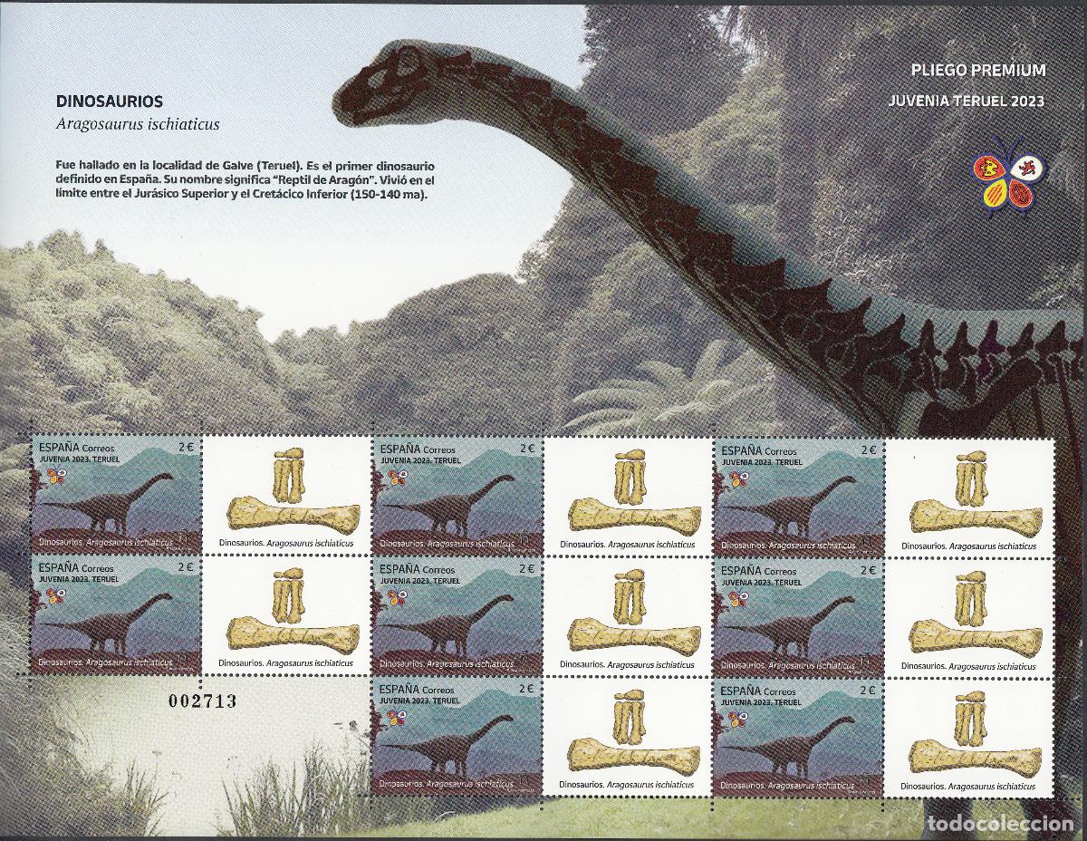 Sellos: Espa&ntilde;a II Centenario Correo 2023 Edifil 5655 (PREMIUN 133) ** Mnh Dinosaurios