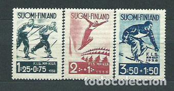 Sellos: Finlandia - Correo 1938 Yvert 200/2 ** Mnh Deportes ski