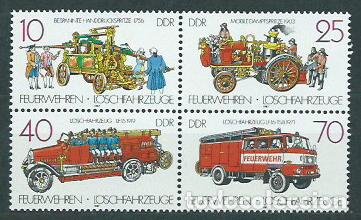 Sellos: Alemania Oriental Correo 1987 Yvert 2722/25 ** Mnh Coches de Bomberos