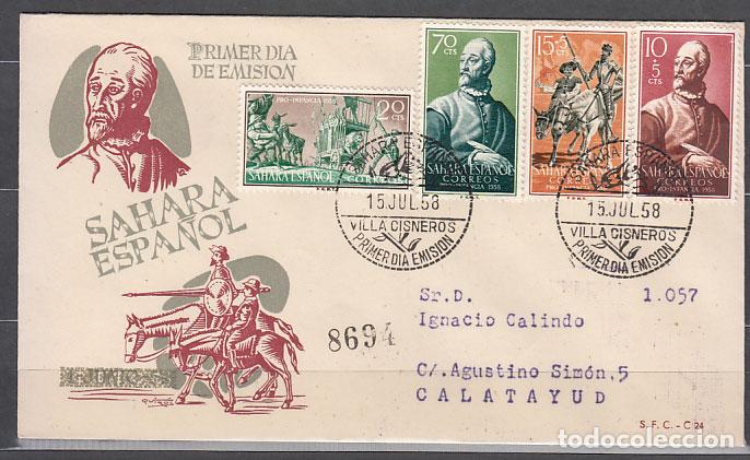 Timbres: Sahara Sobres 1&ordm; D&iacute;a 1958 Edifil 149/52