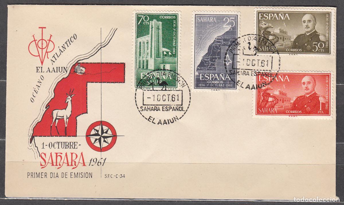 Timbres: Sahara Sobres 1&ordm; D&iacute;a 1961 Edifil 193/6