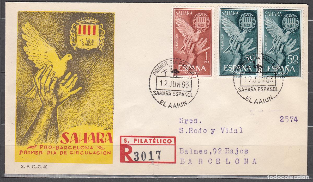 Timbres: Sahara Sobres 1&ordm; D&iacute;a 1963 Edifil 220/1