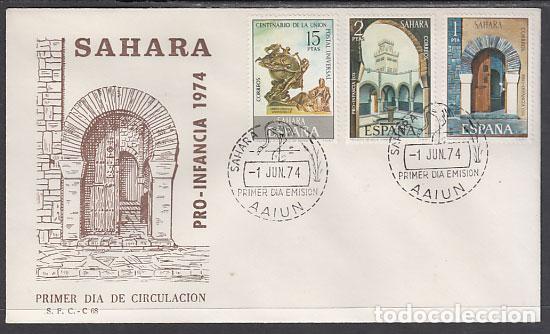 Timbres: Sahara Sobres 1&ordm; D&iacute;a 1974 Edifil 314/5 + 316