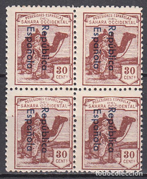 Briefmarken: Sahara Sueltos 1932 Edifil 41A ** Mnh Bloque de cuatro sellos