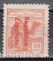 Sellos: Sahara Variedades 1932 Edifil 43Ahcc * Mh Sobrecarga cambio de color
