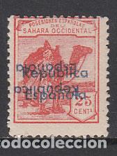 Sellos: Sahara Variedades 1932 Edifil 40Bhhi * Mh Sobrecarga doble una invertida