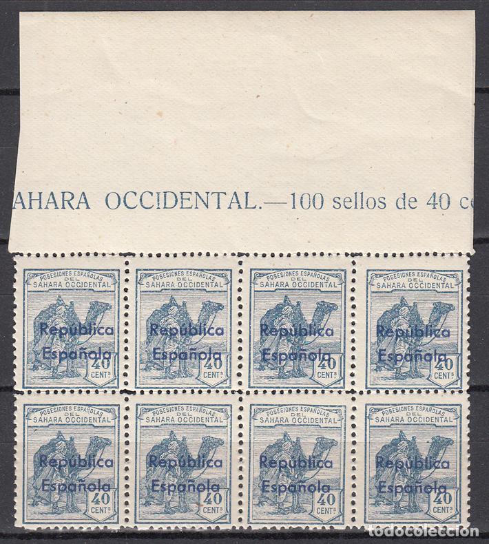 Sellos: Sahara Variedades 1932 Edifil 42Bhcc ** Mnh Bonito Bloque de 8 sellos