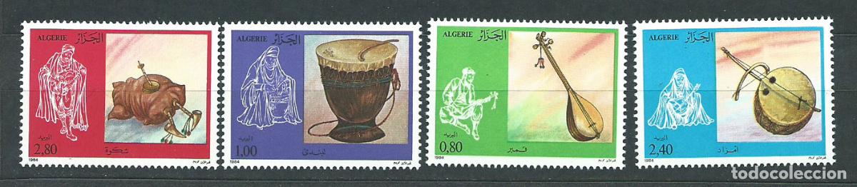 Timbres: Argelia - Correo Yvert 818/21 ** Mnh Intrumentos musicales