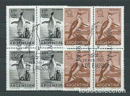 Timbres: Argentina - Correo 1961 Yvert 636+A,82 Bloque de cuatro usado Fauna
