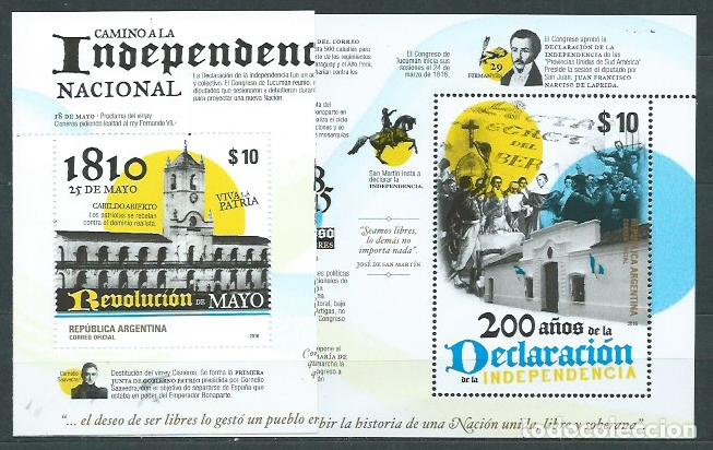 Selos: Argentina Correo 2016 Yvert 3130/32 ** Mnh Bicentenario de la Independencia