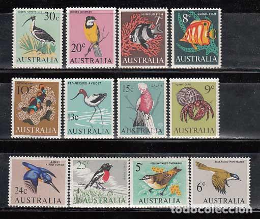 Briefmarken: Australia - Correo 1966-70 Yvert 323/33 (*) Mng Fauna. Aves. Peces