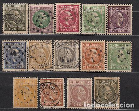 Sellos: India Holandesa Correo Yvert 3/16 usado Guillermo III . Algun sello Punto Claro