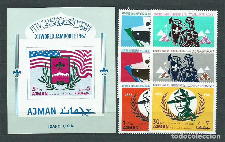 Timbres: Arabia Sud Este (Ajman) - Correo Yvert 79+A,20+Hoja ** Mnh Scoutismo