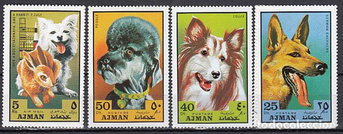 Timbres: Arabia Sud Este (Ajman) - Correo Yvert 138+A,112 ** Mnh Fauna - Perros