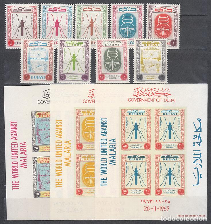 Timbres: Arabia Sud Este (Dubai) - Correo Yvert 27/32+A.18/20+H.6/8 ** Mnh Erradicaci&oacute;n