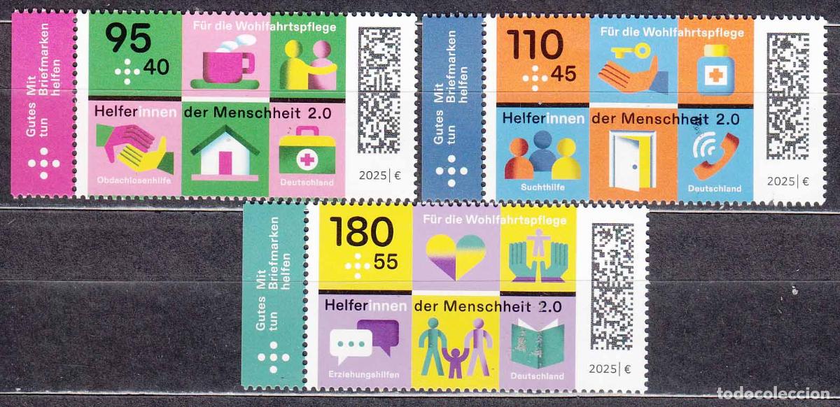 Timbres: Alemania Federal Correo 2025 Yvert 3662/64 ** Mnh Bienestar 3 valores