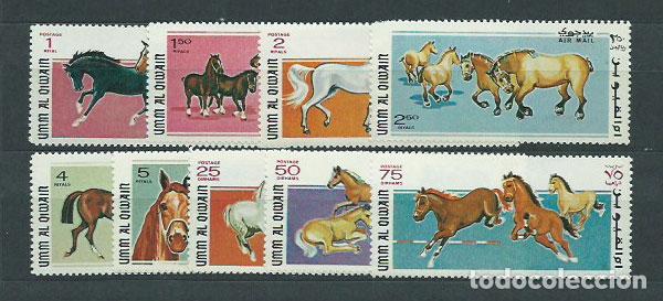 Timbres: Arabia Sud Este (Um Al Quiwain) - Correo Yvert 83+Av 21 ** Mnh Fauna caballos
