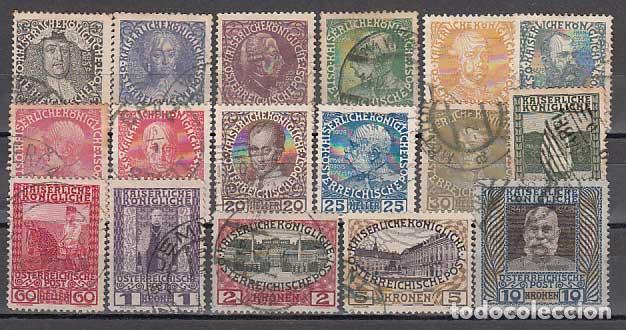 Timbres: Austria - Correo 1908 Yvert 101/17 usado Personajes