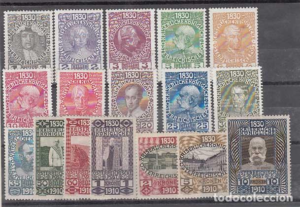 Timbres: Austria - Correo 1910 Yvert 119/35 * Mh Personajes