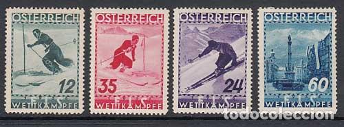 Timbres: Austria - Correo 1936 Yvert 477/80 * Mh Deportes Ski