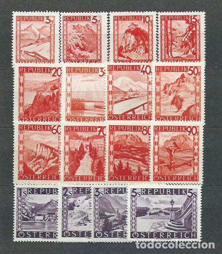 Timbres: Austria - Correo 1948 Yvert 697/711 ** Mnh