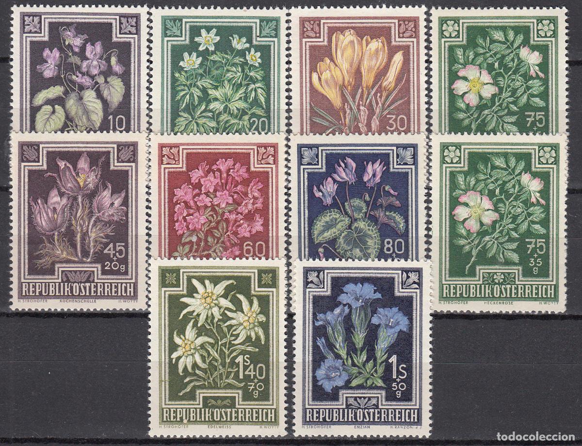 Timbres: Austria Correo 1948 Yvert 722/31 ** Mnh Flores