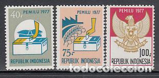 Selos: Indonesia - Correo 1977 Yvert 784/6 ** Mnh Elecciones generales