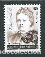Selos: Austria - Correo 2016 Yvert 3080 ** Mnh 100 An&ordm; Muerte de Marie V Ebner