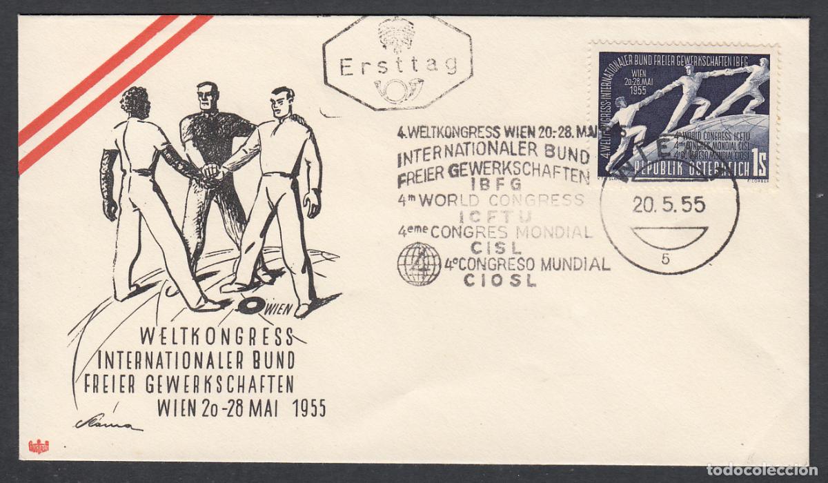 Francobolli: Austria Sobres Primer Dia FDC Yvert 851 - Congreso Internacional 1955