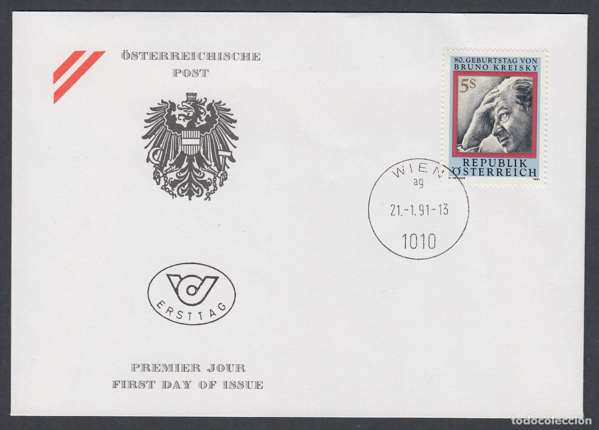 Francobolli: Austria Sobres Primer Dia FDC Yvert 1845 - Personajes 1991
