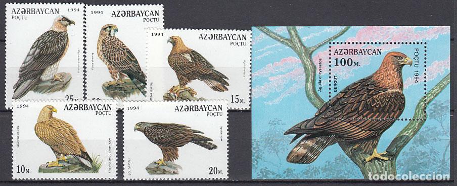 Stamps: Azerbaijan - Correo Yvert 167/71+H.10 ** Mnh Fauna - Aves