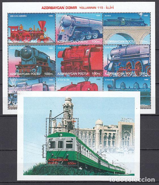 Stamps: Azerbaijan - Correo Yvert 288/96 + Hoja 26 ** Mnh Trenes