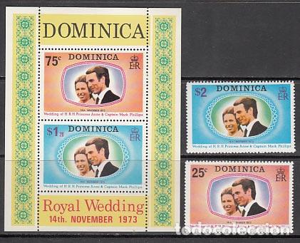 Stamps: Dominica - Correo 1973 Yvert 366/7+Hb 20 ** Mnh Boda real