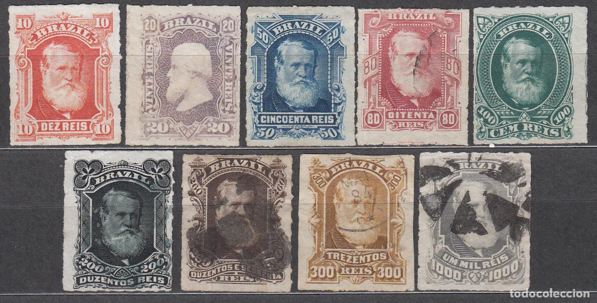 Stamps: Brasil Correo 1878 Yvert 37/44+46 (*)/usado Mng/usado Personajes