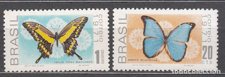 Selos: Brasil - Correo 1971 Yvert 950/1 ** Mnh Fauna mariposas