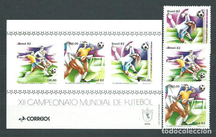 Selos: Brasil - Correo 1982 Yvert 1522/4+H.47 ** Mnh Deportes. F&uacute;tbol