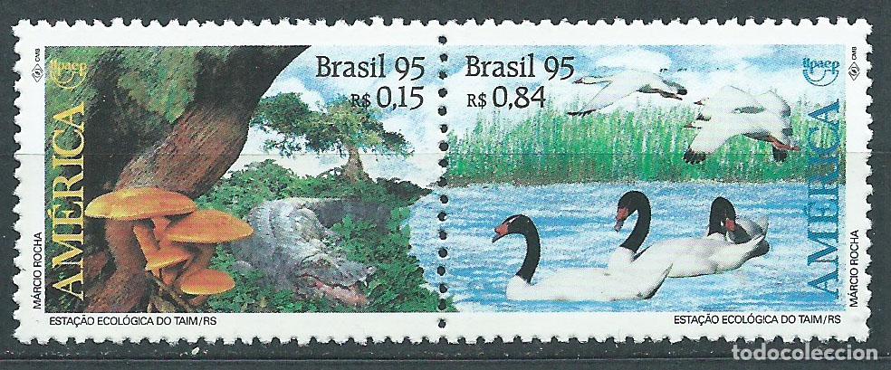 Selos: Brasil Correo 1995 Yvert 2250/51A ** Mnh Upaep. Setas. Aves. Fauna