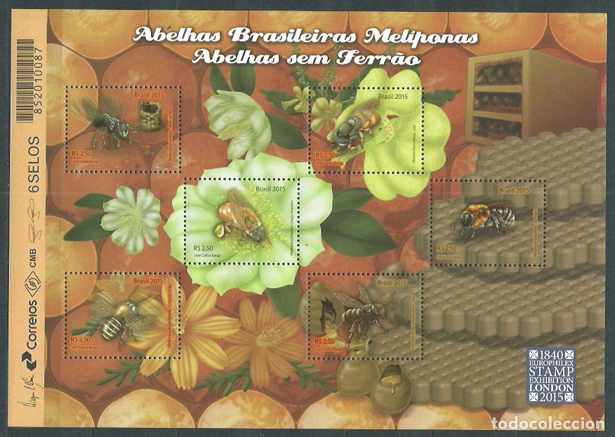 Selos: Brasil - Correo 2015 Yvert 3419/24 ** Mnh Fauna.Abejas