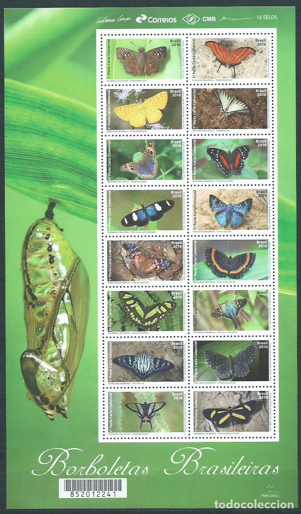 Selos: Brasil Correo 2016 Yvert 3598/3613 ** Mnh Mariposas de Brasil