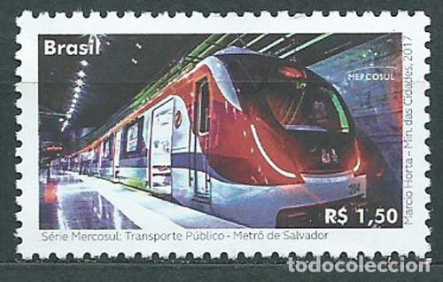 Briefmarken: Brasil Correo 2017 Yvert 3633 ** Mnh Mercosul Transporte P&uacute;blico Metro