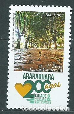 Briefmarken: Brasil Correo 2017 Yvert 3637 ** Mnh Araraquara 200 A&ntilde;os
