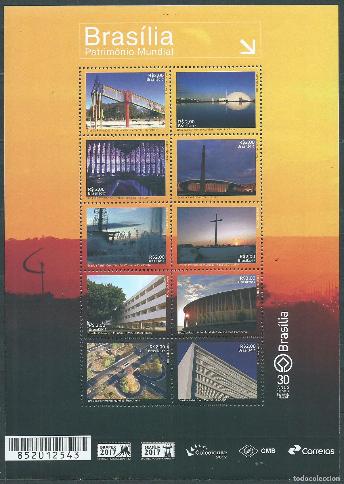 Briefmarken: Brasil Correo 2017 Yvert 3658/3667 ** Mnh Brasilia Patrimonio Humanidad 10 valor