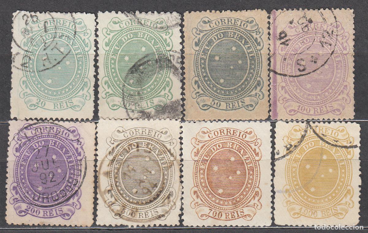 Stamps: Brasil Correo 1889 Yvert 68/71+73/75+69a usado